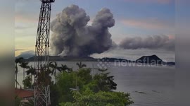 Taal Volcano sends two mile high plume skywards