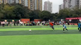 Young boy displays exceptional football skills in Sichuan, China
