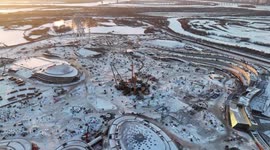 Construction of China's Harbin Ice-Snow World in full swing