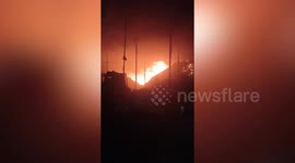 Fire engulfs recycling warehouse in Bangkok, Thailand
