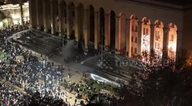 Drone Captures Intense Clashes at Georgian Parliament as Protests Erupt Over EU Membership Suspension