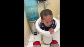 Toddler surprises mother by fitting inside toilet in Pretoria, South Africa