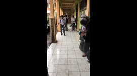 Student slips and accidentally hits classmate in Sukaraja, Bogor, Indonesia