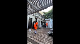 Sibling football mishap leads to laughter in Holon, Israel