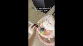 Mom Pranks Family by Giving Baby a Fake Knife