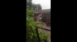 House collapses due to flood in Pelabuhanratu, Sukabumi, Indonesia