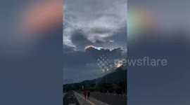 Rare rainbow cloud forms in Indonesia