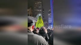 Rockefeller Centre Christmas tree illuminated in New York
