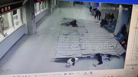 Shocking moment hospital ceiling collapses and injures 4 in China