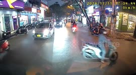 Motorcycle collision in Tân Triều, Hanoi, Vietnam