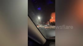 Wildfire rages next to interstate road in Baltimore