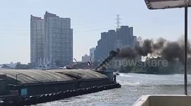 Barge crashes into ferry injuring passenger in Thailand