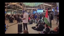 Netherlands: Activists read the names of Palestinian children murdered by Israel in Gaza, during a sit-in at Utrecht central station