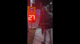 Guys test speed device, then hit metal pillar in Hebei, China