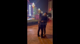 Guys attempt two-man skipping rope, then fall and hit head in Chongqing, China