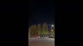 Space hardware illuminates night sky in Xinjiang, China