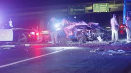 US, Los Angeles: Pomona Car Rear Ends Parked Semi Truck On EB 60 Freeway Fatal