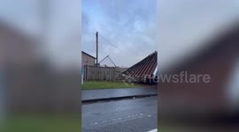 Damage caused by deadly Storm Darragh which left thousands without power
