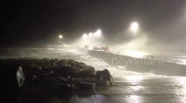 Strong winds and waves during storm in Blacksod, Erris, Ireland