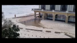 Impressive foam storm in Biarritz beach during DARRAGH storm