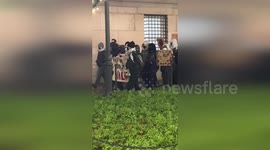 Students protest at Columbia University festive lights ceremony