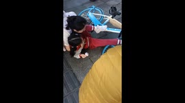 Passing motorists release child with her leg stuck in bike wheel