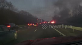 Vehicle engulfed in flames on M11 in Essex