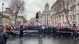 The March Against Antisemitism has arrived opposite 10 Downing Street in London