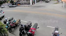 Construction site truck left in wrong gear crashes into shop