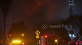 US, Los Angeles: Commerce Dennys Destroyed In Fire