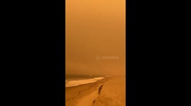 California Beach Covered in Wildfire Smoke