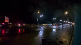 Storm Darragh hitting Cleethorpes prom with force , extreme wind strength
