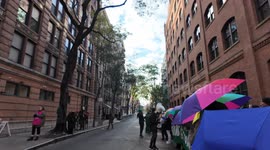 Pro life advocate of The Basilica of Saint Patrick's Old Cathedral, clashes with pro-choice demonstrators in New York City