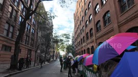 US: A pro-life advocate of The Basilica of Saint Patrick's Old Cathedral, clashes with pro-choice demonstrators in New York