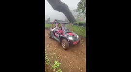 Family's off-road cart adventure ends in mud in Bandung, Indonesia