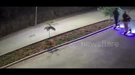 Scooter crash captured on security video in Morelia, Mexico