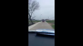 Pig escapes after falling from vehicle in Hunan, China