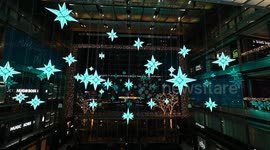 US: Holiday Decorations At Columbus Circle Shops In NYC