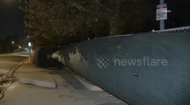 US, Los Angeles: Chino High Winds Knock Down Christmas Decorations