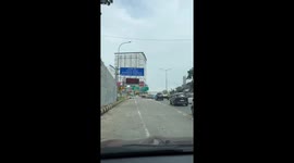 Goats block the path on Bacakayu toll road in East Jakarta, Indonesia