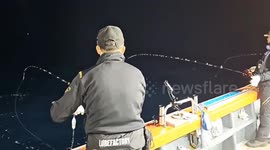 Huge shark leaps out of water onto fisherman's boat in South Korea