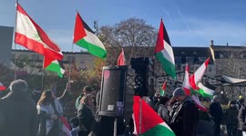 Switzerland: Palestinian and Lebanese supporters get ready for the upcoming demonstration