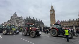 Tractors leaving the latest farmers demonstration.