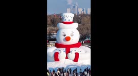 Giant snowman unveiled in China's Harbin