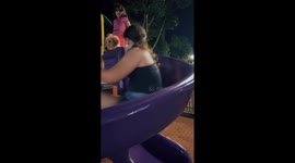 Golden Puppy Goes Down Slide Too