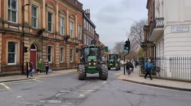 Angry UK farmers take to the streets of York in their tractors to protest proposed government tax rises