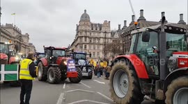 Farmers' tractor convoy protest against changes to inheritance tax, Whitehall, London, UK. 11/12/2024