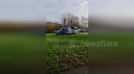 UK: Santa Arrives by Helicopter to Delight Children in Dorset and Somerset