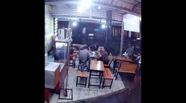 Motorcycle crashes into store in Mojokerto, Indonesia