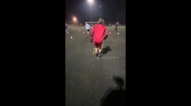 Blindfolded hurdle jump ends in a hilarious fall in Rethel, France